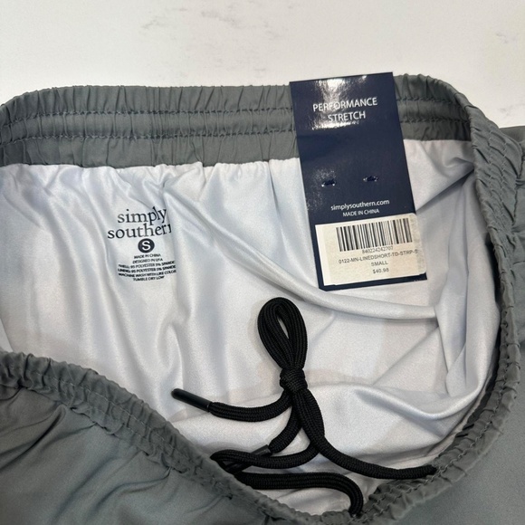 NWT Simply Southern Performance Stretch Men’s Grey Lined Drawstring Shorts S - Picture 3 of 5